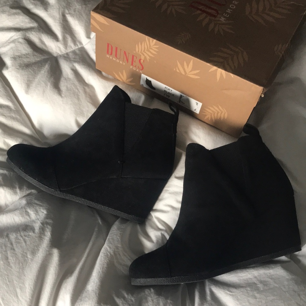 Faux suede wedge booties